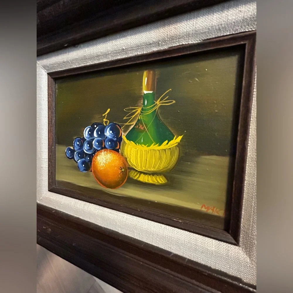 Hand Crafted Brown and White Framed Still Life Pair